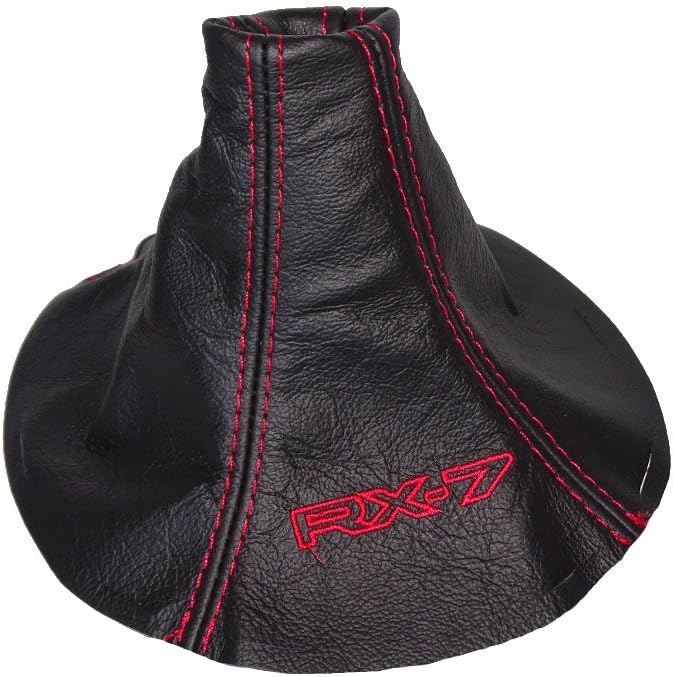 for Mazda RX-7 1992-2002 Shift Boot Black Leather RED RX-7" Embroidery
