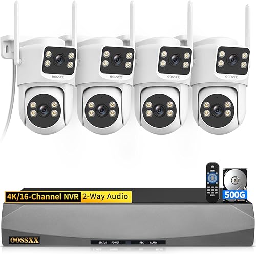 Miniatura 13 de (Audio de 2 vías y seguimiento automático) Sistema de cámara de seguridad inalámbrica PTZ de doble lente de 2.5K, sistemas de cámaras WiFi de