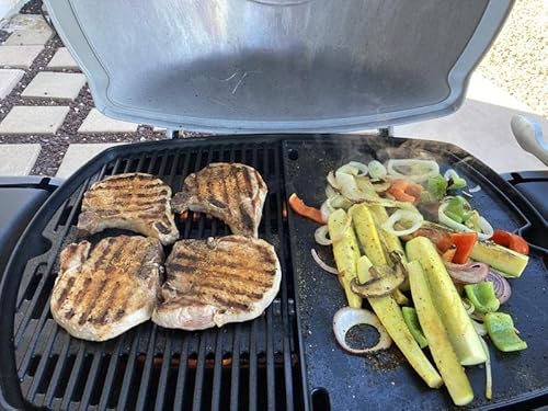 GFTIME 45.3 x31.6cm Gusseisen Grillplatte für Weber Q300 Q320 Q3000 Q3100 Q3200 Q3400 Q3600 Gasgrill,Grillplatten für Weber Griddle 6506