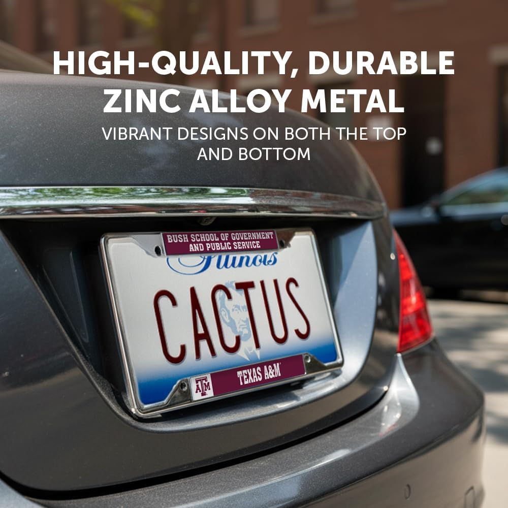 Desert Cactus Texas A&M University License Plate Frame Aggies TAMU Car Accessories Tag Holder for Front or Rear of Car (Bush School Government and Public Service)