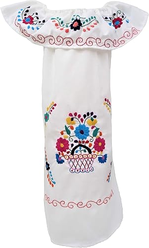 Miniatura 4 de Leos Imports Vestido tradicional mexicano Jocie bordado a mano, sin mangas, con volantes, vestido de fiesta para niñas, fabricado en México