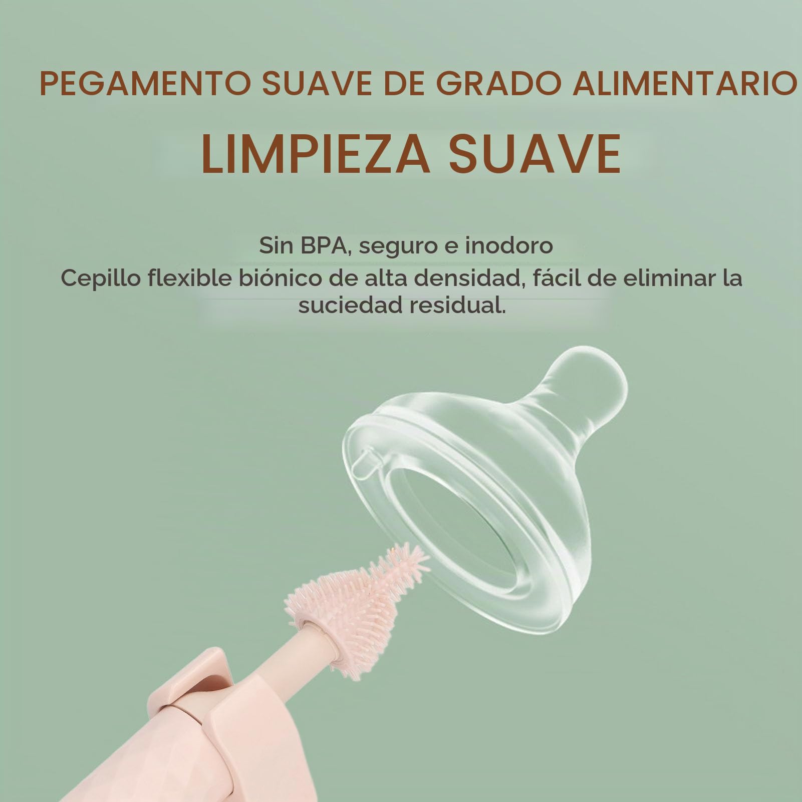 Juego de Cepillos de Limpieza para Biberones con 2 Velocidades, Cerdas de Silicona Giratorias, Limpiador Eléctrico para Biberón, Chupete y Pajitas – Rosa