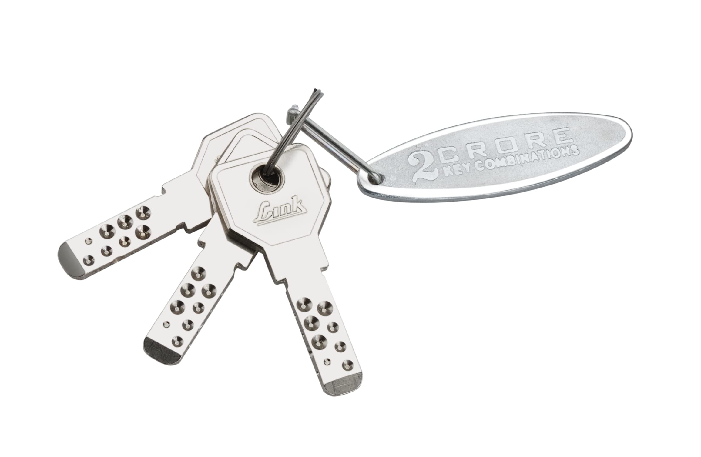 Link® Hi-Tech 67mm Round Lock | Stainless Steel Body | Hardened Shackle |1 Padlock|3 Silver Keys with Hi-Tech Nickle & Keychain | Made in India| — Amazon image 4