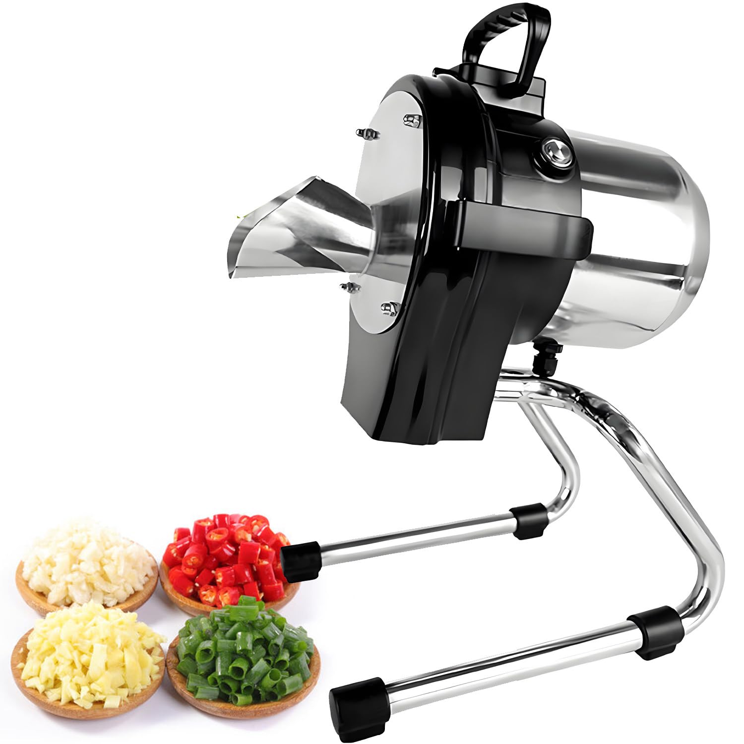 UORDBY Electric Green Onion Chopper, Commercial Vegetable Slicer 110W 6000 RPM with 1-5mm Adjustable Thickness, Removable Washable Parts, Suitable for Leek, Chili, Celery A