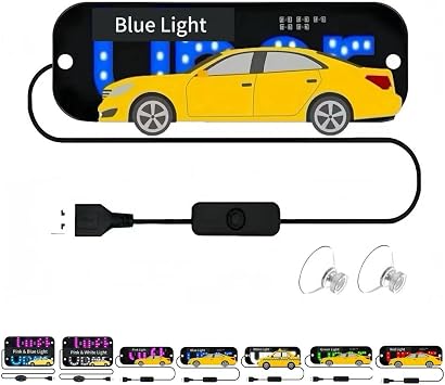 LED Light Sign for Car, Taxi Light Sign Windshield Led Sign, Car Led Sign with Suction Cups & USB Plug, Windshield Taxi Sign Display for Cars, Trucks, SUVs Blue