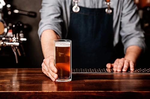 Miniatura 6 de Sun's Tea Juego de 4 vasos fuertes de doble pared, vasos de cerveza Highball de 16 onzas y vasos de whisky antiguos de 9 onzas (vidrio de
