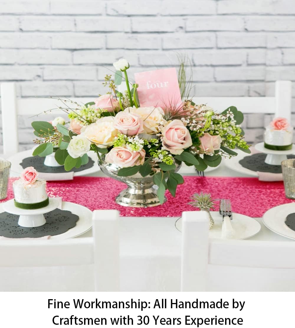 ShiDianYi Sequin Table Runners 10PCs 12x72 Fuchsia Glitter Table Cover for Birthday Party Wedding Table Runners Hot Pink Sparkle Table Runner for Dining Room Christmas Fall Table Runenrs 72 Inches