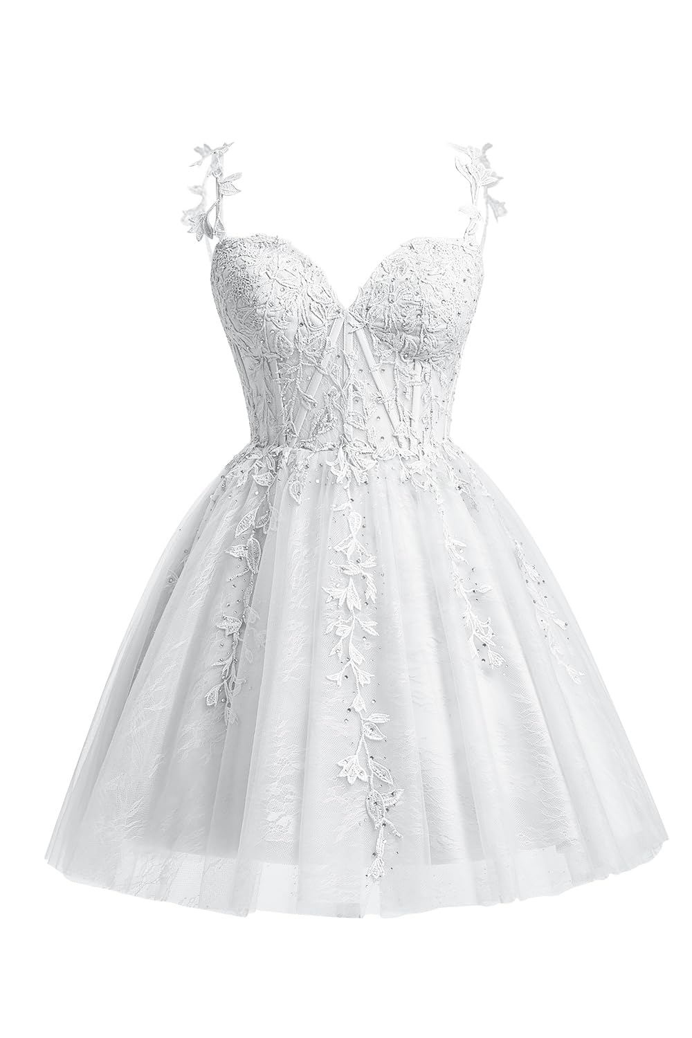 Eightale Vestido corto de tul con apliques de encaje para adolescentes, vestido de fiesta de graduación 2024