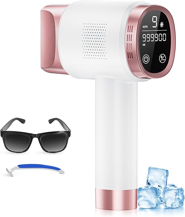 Eliminación de vello con láser IPL para mujeres y hombres, uso doméstico | Enfriamiento por hielo para resultados casi sin dolor y duraderos, energía de 21J, reducción del vello en un 96%, axilas, piernas, brazos, línea del bikini