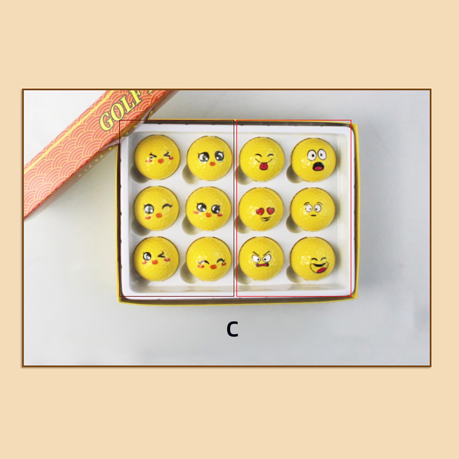 Lustiger Golfball mit Emotions-Gesicht, einzigartige professionelle Übung, Golfball-Zubehör, 12 Stück
