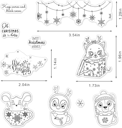 Miniatura 2 de Sellos transparentes de copo de nieve de Navidad para hacer tarjetas, tazas, gatos, ratones, osos, pingüinos, estrellas, sellos de goma transparente