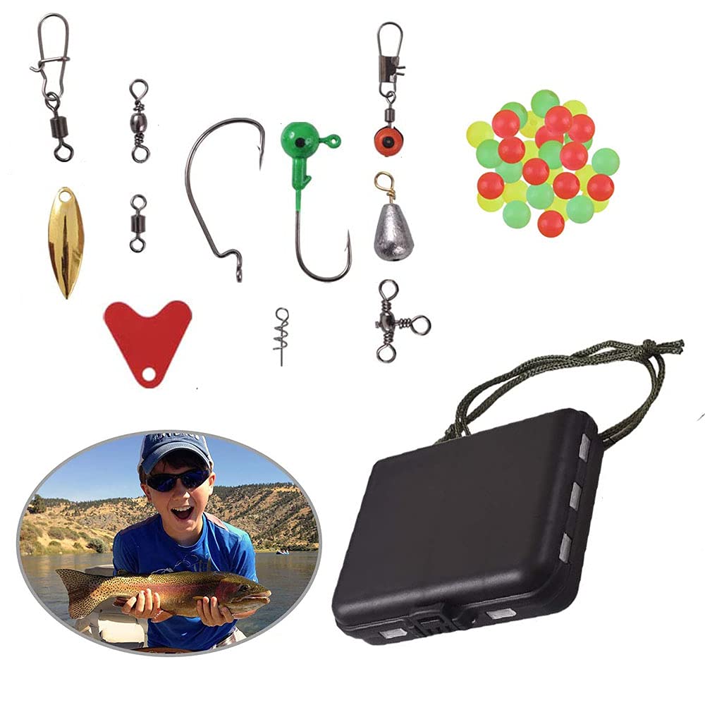 VOANZO Boîte D'équipement De Pêche De 160 Pièces - Hameçon De Pêche, Crochet De Manivelle, Plomb De Plomb, Vertèbres Trijumeaux, Perle D'arrêt, Connecteur, RNG à 8 Mots