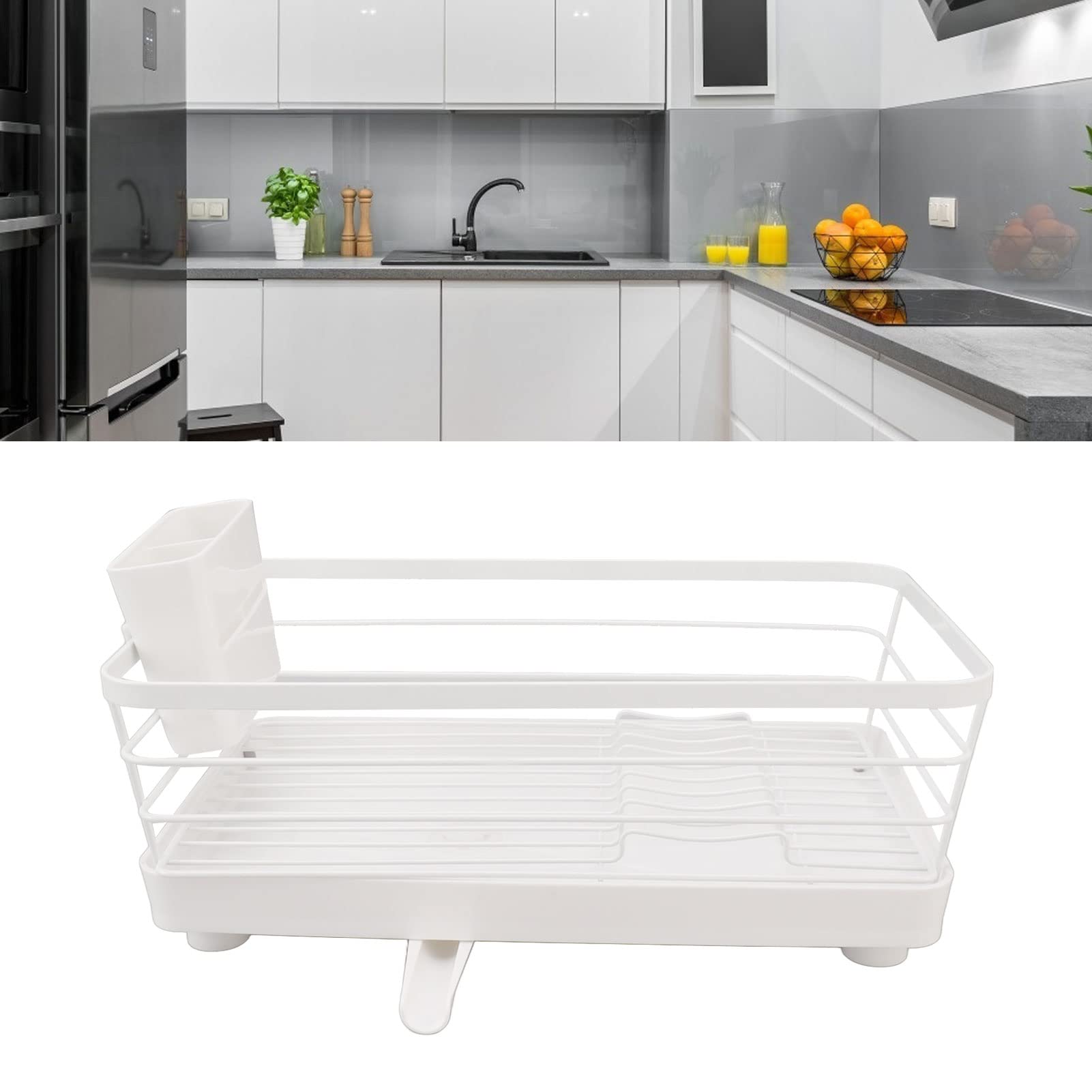 Küchengeräte, Küchenorganisation, Geschirrständer, Moderne, große Kapazität, rostbeständig, platzsparende Abtropfgestelle mit Abtropfschale für die Küchentheke (Klein)