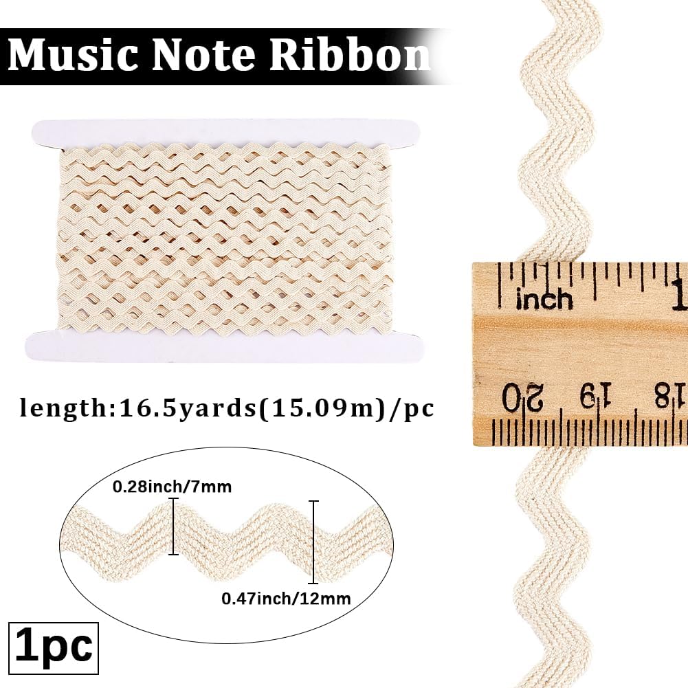 GORGECRAFT 16.5 Yards Cotton Rick Rack Trim for Sewing 1/2 inch RIC Rac Rickrack Lace Wave Ribbon Floral White Zig Zag Wave Bending Fringe Lace Trim S Shaped Woven Braided Fabric for DIY Crafts image 2