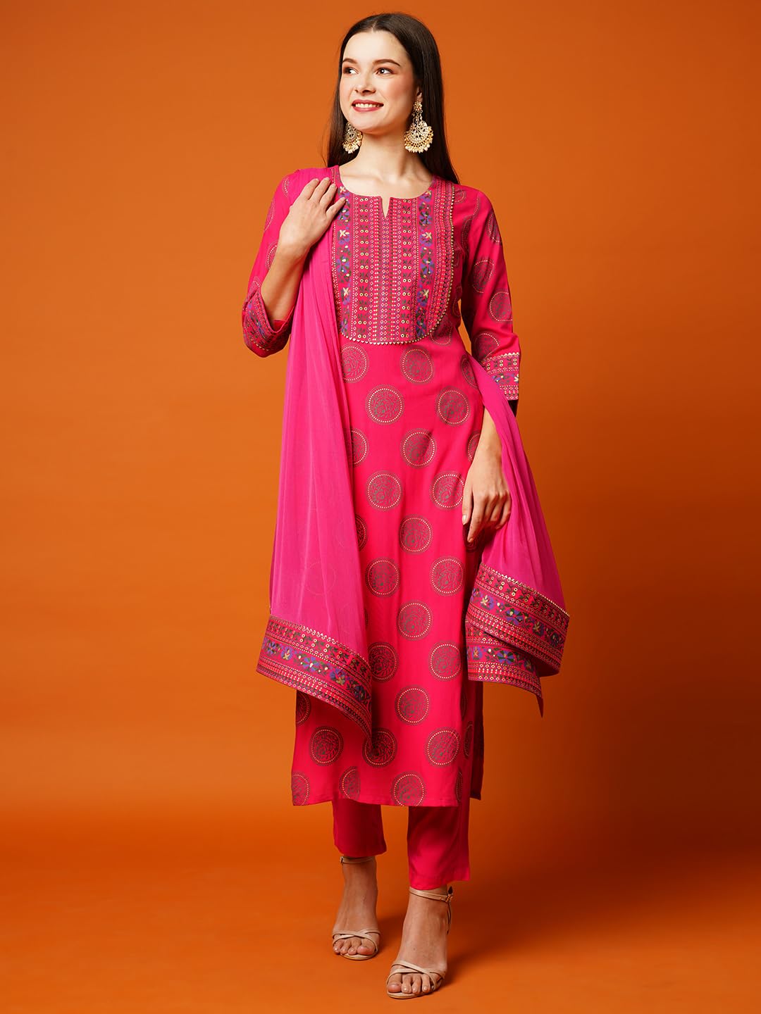 ANNI DESIGNER Cotton Blend Womens Kurta Set