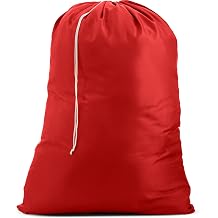Nylon Laundry Bag - Locking Drawstring Closure and Machine Washable. These Bags will Fit a Laundry Basket or Hamper and Strong Enough to Carry up to Three Loads of Clothes. Red