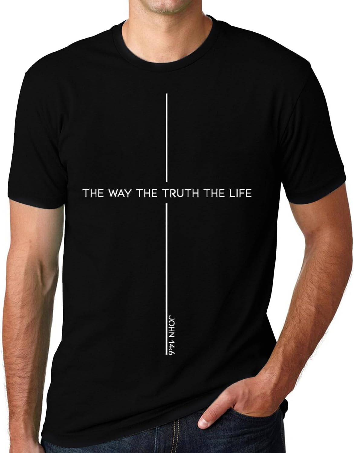 Christian Shirts for Men Jesus The Way The Truth The Life Faith T-Shirt Religious Cross Printed Tee Tops