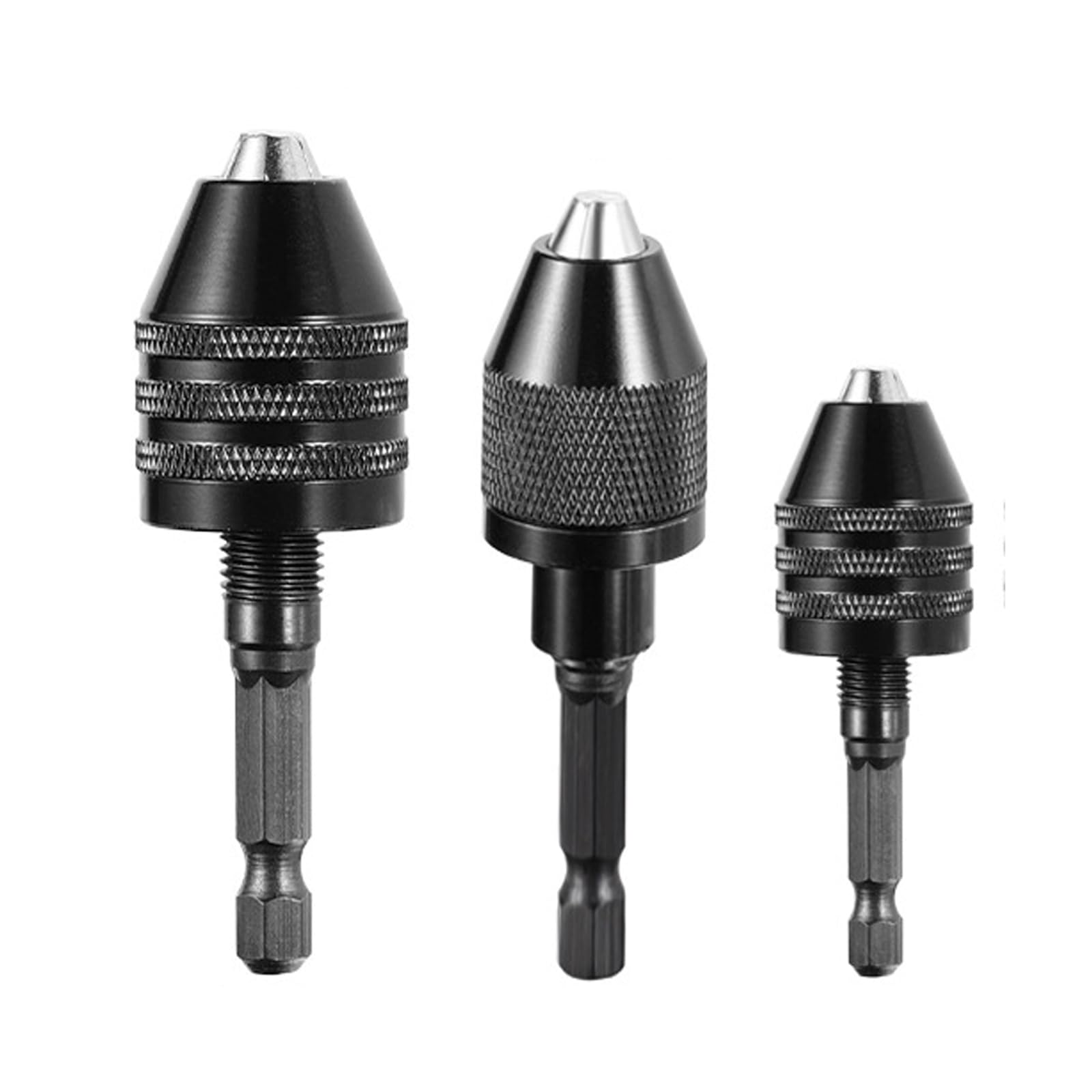 3 adattatori per mandrino senza chiave con gambo esagonale, strumento di conversione per mandrino per trapano, adattatore per mandrino senza chiave per trapano da 0,3-6,5 mm e 0,3-3,6 mm e 0,3-8 mm