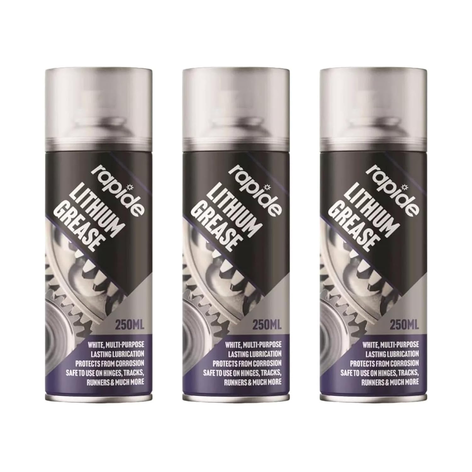 MIXEL White Multi-Purpose Lithium Grease Spray, Protective Layer, Long Lasting Lubrication, Protects from Corrosion, Safe to Use on Hinges, Tracks, Runners & More (3 PCS)
