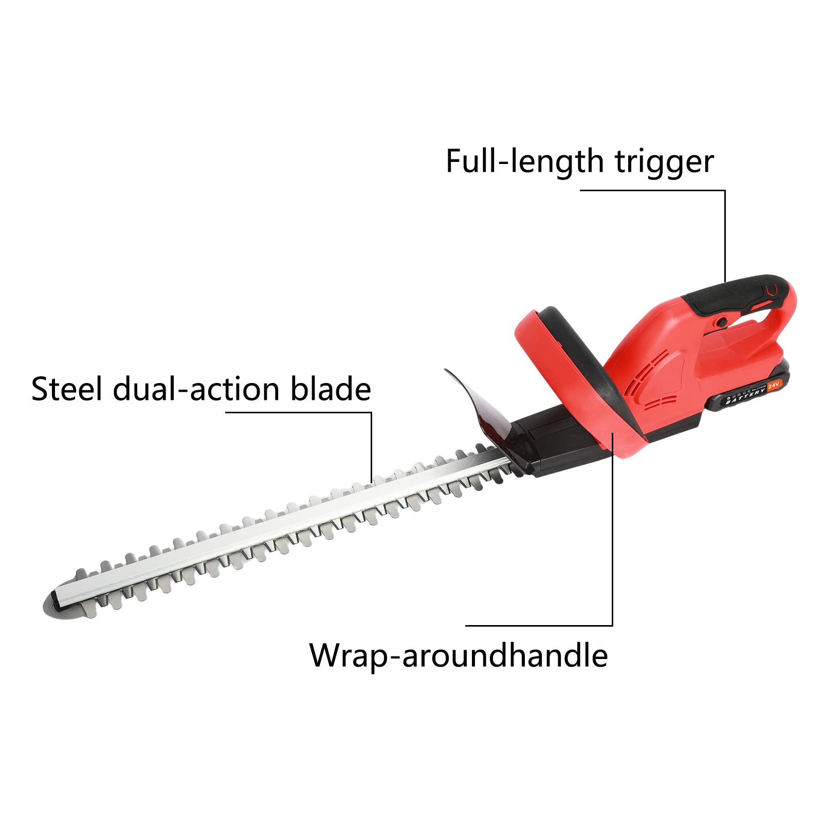 Taille-Haie Sans Fil TWZ 21V 2600mAh - Lame 51cm, Coupe 16mm, Batterie Rechargeable + Chargeur - Puissant Et Confortable