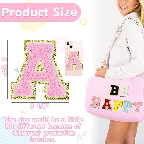 Miniatura 9 de Parches de letras de felpilla para ropa, parches para chaquetas, letras universitarias termo-adhesivas para ropa, letras para coser en tela (12