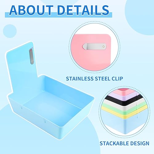 Miniatura 4 de Tioncy Paquete de 14 bandejas de laboratorio de trabajo dental, estuche de trabajo de laboratorio dental, sartenes de plástico medianas con clip de