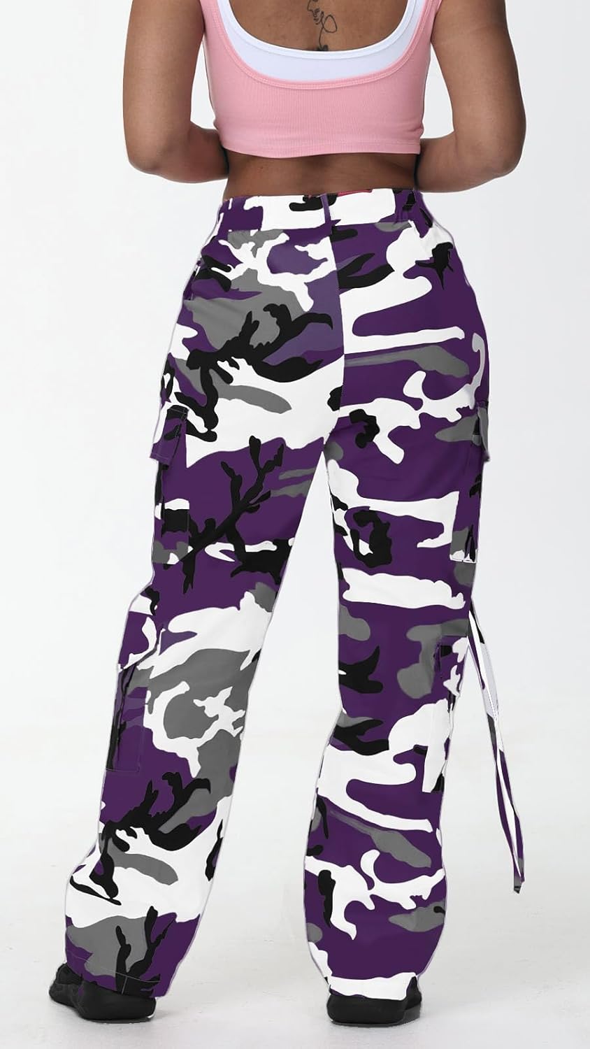 Women Y2k High Waisted Straight Leg Relaxed Fit Cargo Pants with 6 Pockets Streetwear Concert Dance Outfit - Image 2