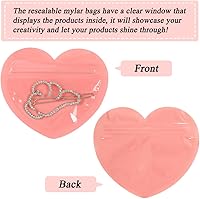 Vista 5 de HRX Package 100 mini bolsas para pequeñas empresas, bolsas de joyería en forma de corazón de 2 x 3 pulgadas, bolsas de Mylar transparentes