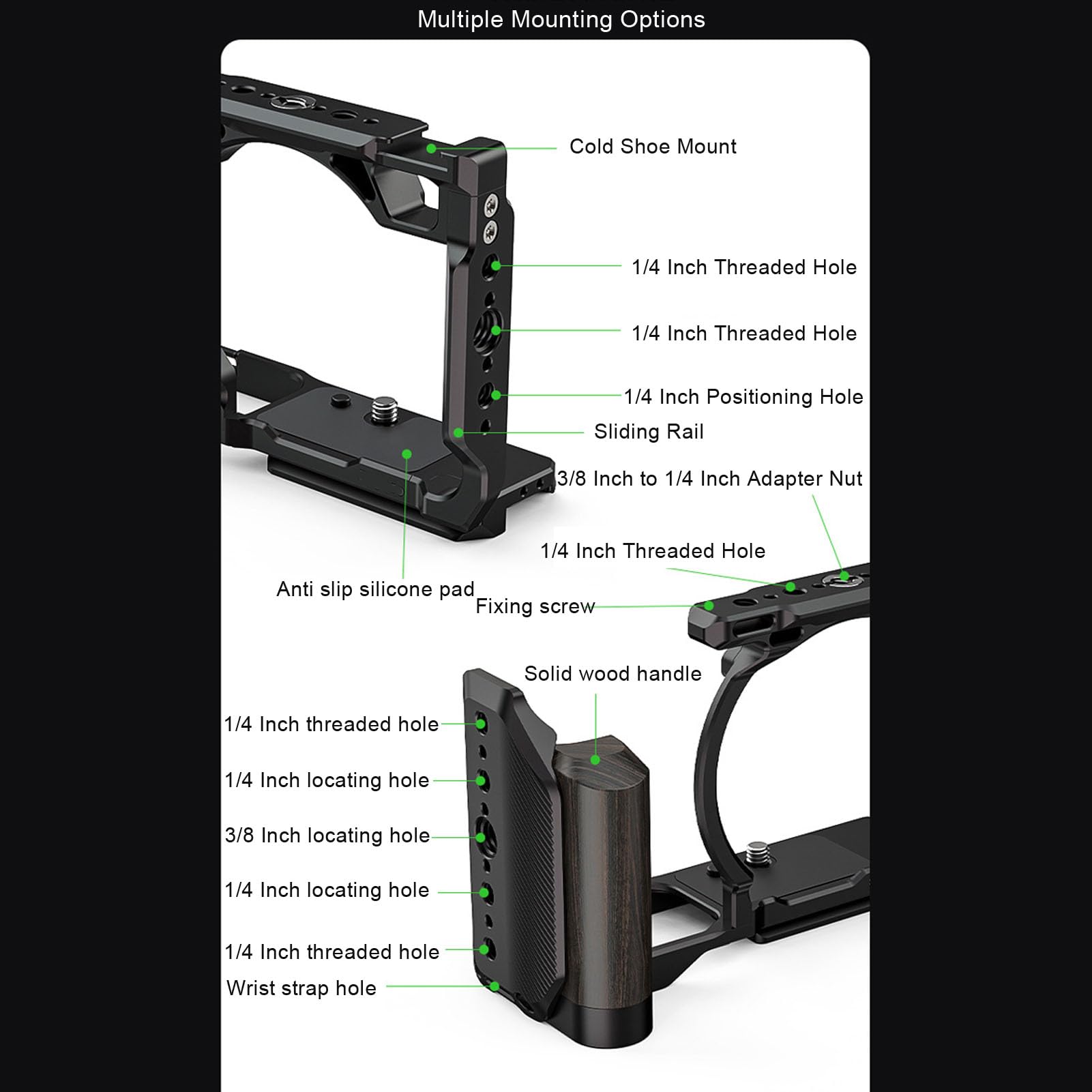 Yctze Klatka Kamery do Wspornika Arca ze Stopu Aluminium ZR (BLACK)