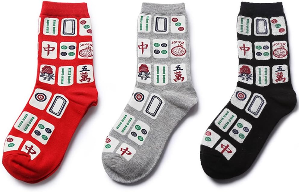 Womens Novelty Socks Mahjong Themed Socks Funny Patterned Casual Colorful Silly Cool Socks