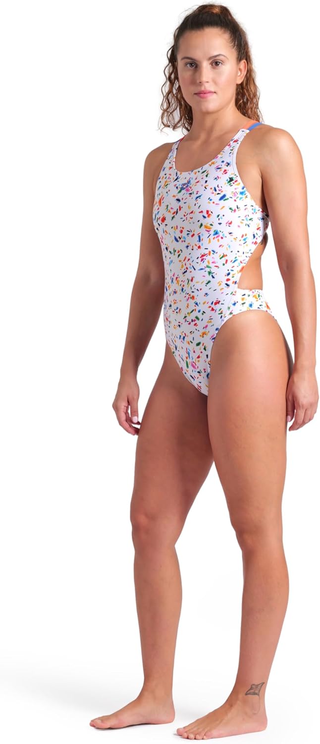Arena Womens Arena Women’s Performance Confetti Swim Tech Multi Back One Piece Swimsuit