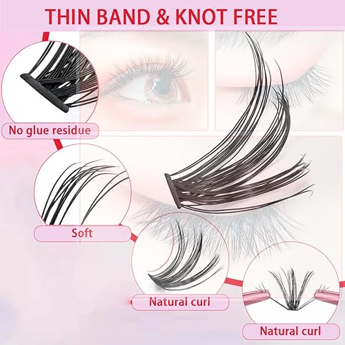 Miniatura 4 de Kit de extensión de pestañas para bricolaje, 280 unidades, racimo de pestañas individuales, 30D40D, racimos de pestañas naturales mixtas D, 0.354