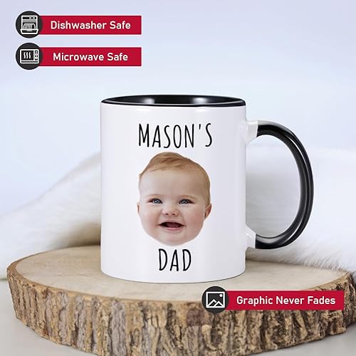 Vista 13 de Taza de café personalizada, tazas personalizadas con la cara de tus hijos, taza de cara de bebé personalizada con nombre, taza con foto