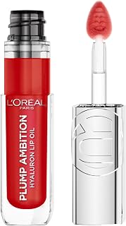 Plump Ambition Hyaluron Lip Oil, 24 HR Lip Gloss with Hyaluronic Acid, Volumizing Formula with Glass-Like Shine, Rouge In Love 380, 0.16 Fl Oz
