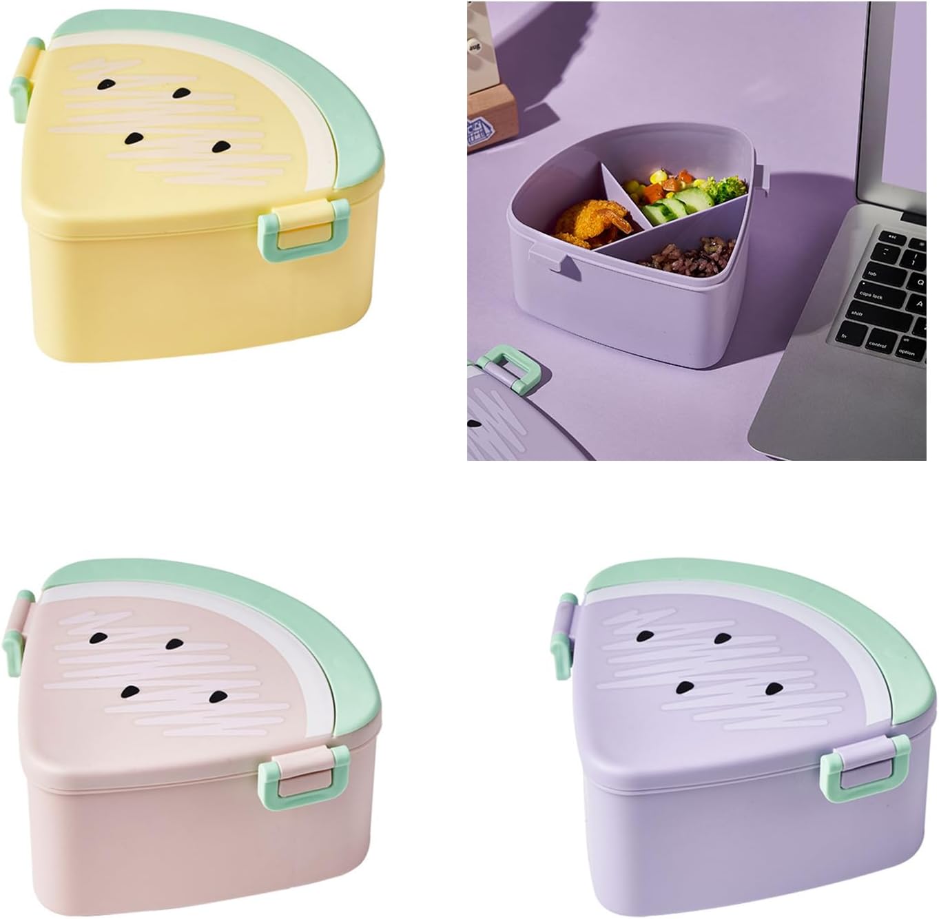 Tableware,Cartoon Lunch Box for Kids Leakproof and Microwavable Safe Container with 3 Compartments for Girls Boys