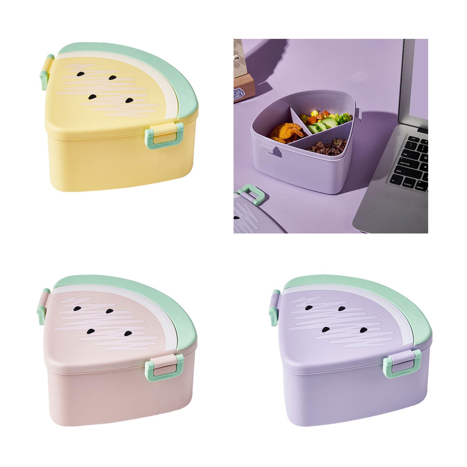 Zkbszn Tableware,Cartoon Lunch Box for Kids Leakproof and Microwavable Safe Container with 3 Compartments for Girls Boys