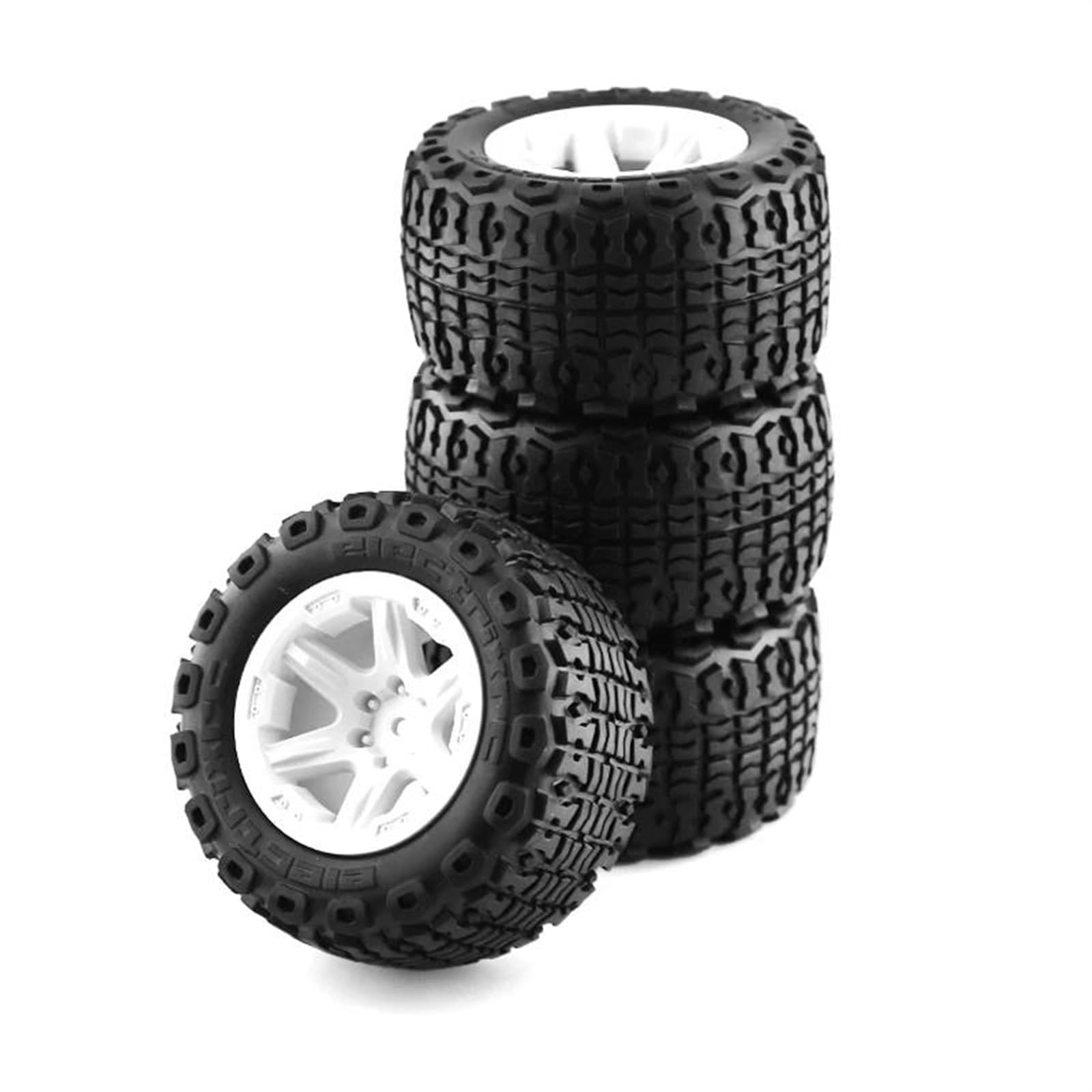 RC Car Pneumatico Ruota Compatibile con MJX per Hyper Go H16 16207 16208 16209 16210 4 Pezzi 104mm Diametro Ruota in Gomma Pneumatico con 12mm Esagonale per 1/16(Color1)