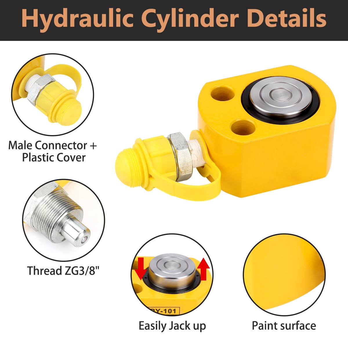 Fulgutonit Hydraulikzylinder 10T mit Hydraulikpumpe CP-180, 12mm Hub, 45mm Eigenhöhe, 15.89cm² Nutzfläche, Ölspeicherkapazität 350cc Handpumpe, Ultradünner, für Gebäude und Brücken, Maschinenbau