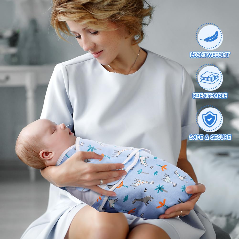 arrullo bebe recien nacido, 3 pcs swaddle bebe 0-3 months, Ajustable saco dormir bebe, Swaddle Wrap, Infante Swaddle Sack, swaddle, Transpirable y Absorbe la Humedad, Ayuda a Dormir