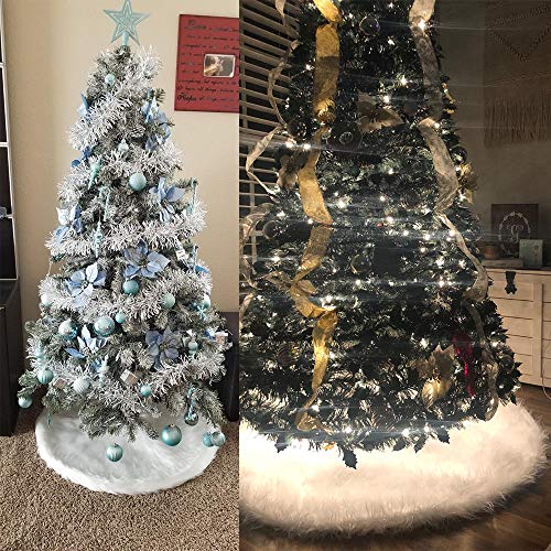 Deggodech 122cm Weihnachtsbaum Röcke Plüsch Weihnachtsbaum Rock Weiß Rund Weihnachtsbaumdecke Fell Christbaumständer Teppich für… – Ansicht 5