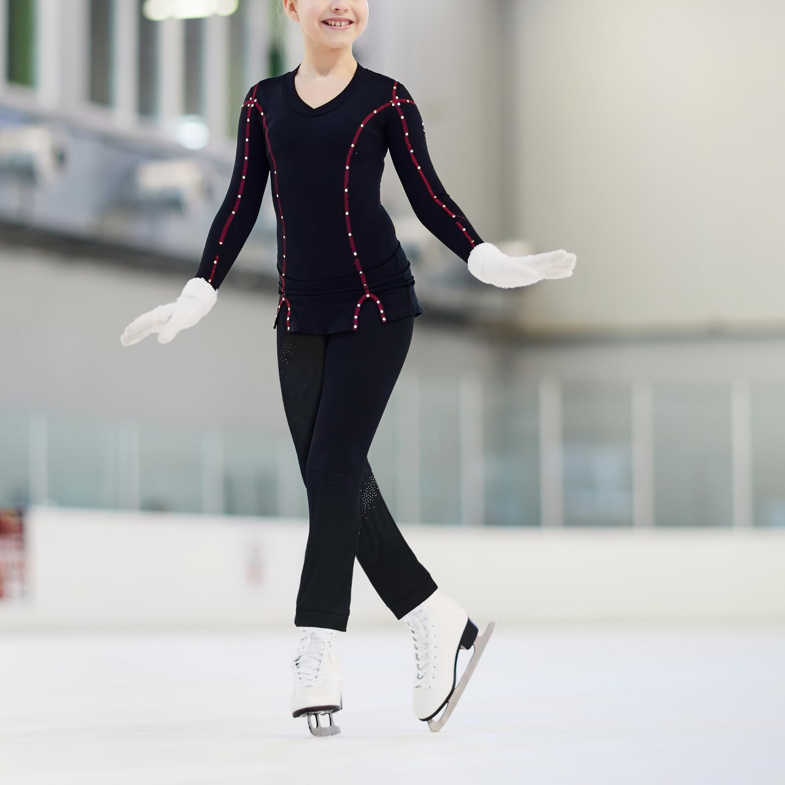 Perfeclan Schlittschuhhose Atmungsaktive Eiskunstlauf Strumpfhose Leggings Mädchen Rollschuh Skating Eislauf Strumpfhose Eiskunstlauf Leggings für Kinder und Erwachsene