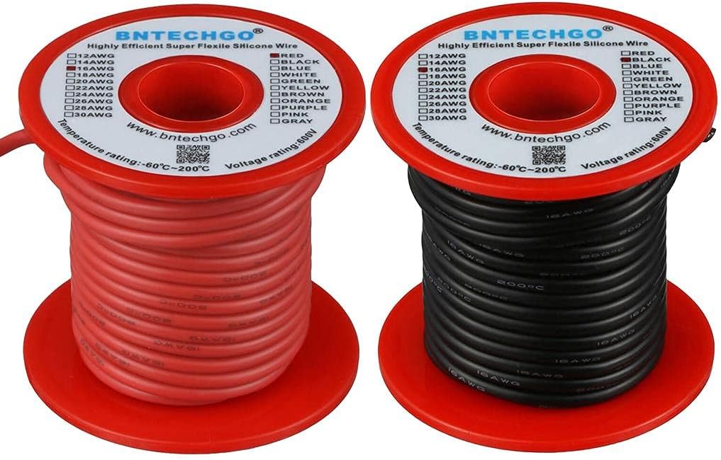 - BNTECHGO 16 Gauge Silicone Wire Spool red and Black Each 50ft Flexible 16 AWG Stranded Tinned Copper Wire