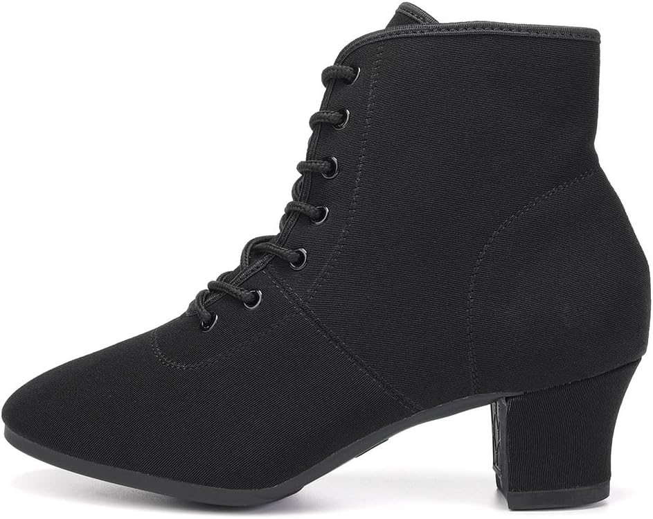 HROYL Women Dance Boots Latin Salsa Ballroom Dancing Shoe Black-5-R,US5.5
