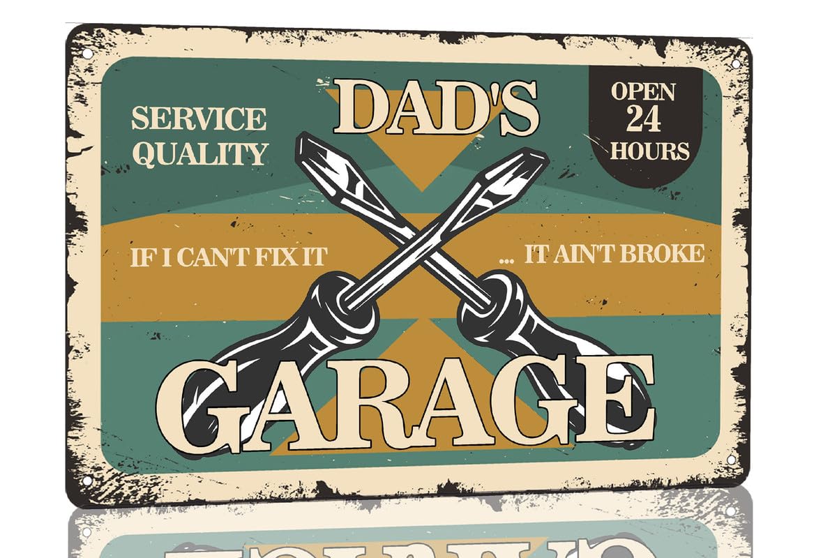 SMAZDFXX Dad's Garage Metal Tin Signs Retro for Dad Grandpa Decorative Tin Plaques for Garage Workshop Wall 5.5"x8"