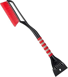 FOVAL 27" Snow Brush with Wider Ice Scraper (4.73" Width), Snow Removal Tool Car Brush with Ergonomic Comfortable Foam Grip for Cars, Trucks, SUVs, Windshield (Heavy Duty ABS, PVC Brush)