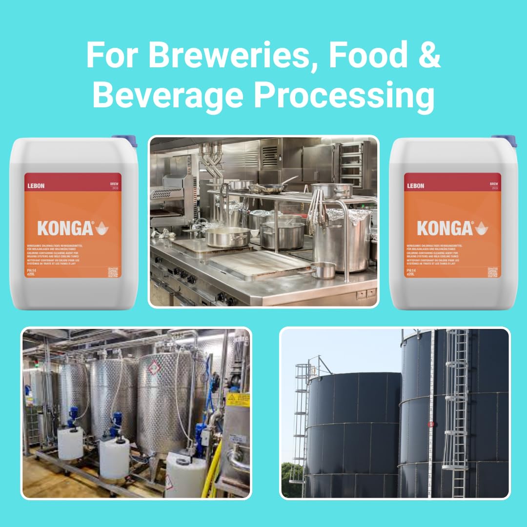 Konga Brew - Professionelles Reinigungsmittel für CIP-Systeme, Brauereien und Lebensmittelindustrie | Alkalischer Reiniger | Entfernt Fette, Proteine und organische Ablagerungen (20 L)