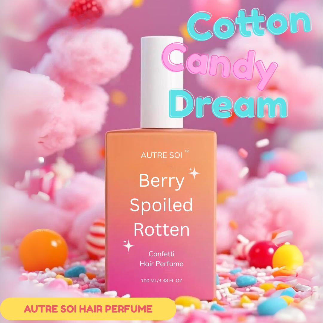 Confetti Hair Perfume Berry Spoiled Rotten with Natural Fragrance Oil 100ML/ 3.38FL OZ, Sweet & Fruity Vanilla, Cotton candy parfum, hair mist spray, Cruelty Free, Long lasting for all hair.