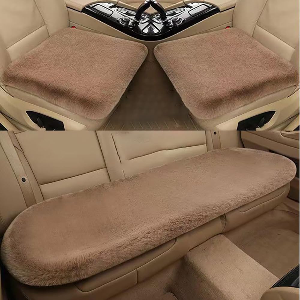 VEMMIO 3 PCS Car Winter Plush Seat Cushion,for Ferrari 599 GTO 599 GTE 599 SA Aperta 599 HY-KERS Warm Plush Car Seat Cover Front Rear Pad Cushion Auto Protector,B