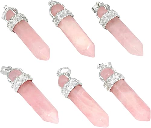 Miniatura 2 de TUMBEELLUWA 2 collares con dije de punto de cristal curativo para colgantes de piedra de prisma hexagonal unisex con cadena