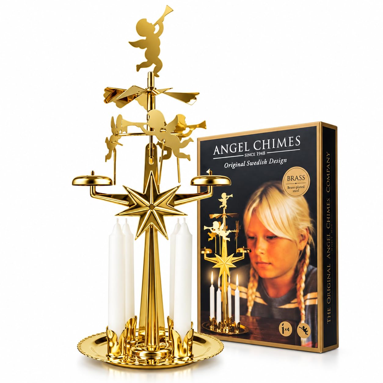Amazon.com: Original Swedish Angel Chimes, Carousel and 4 Candles